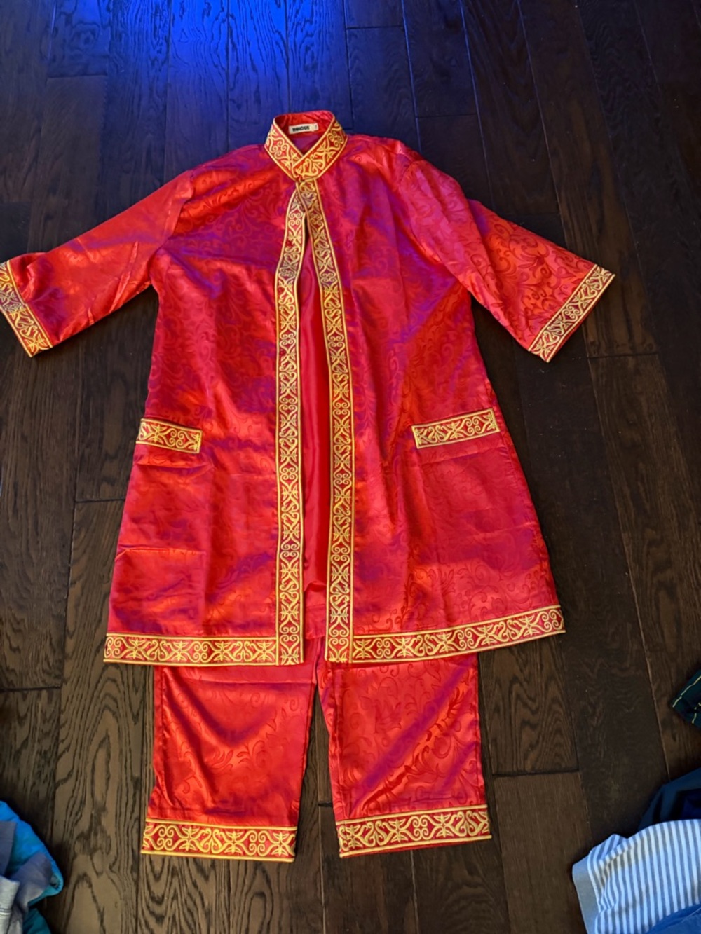 Adult red Satin  Set with Gold Trim - Traditional Style